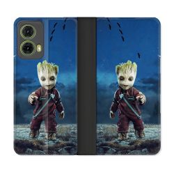 Housse cuir portefeuille Pour Motorola G85 5G Groot Bleu