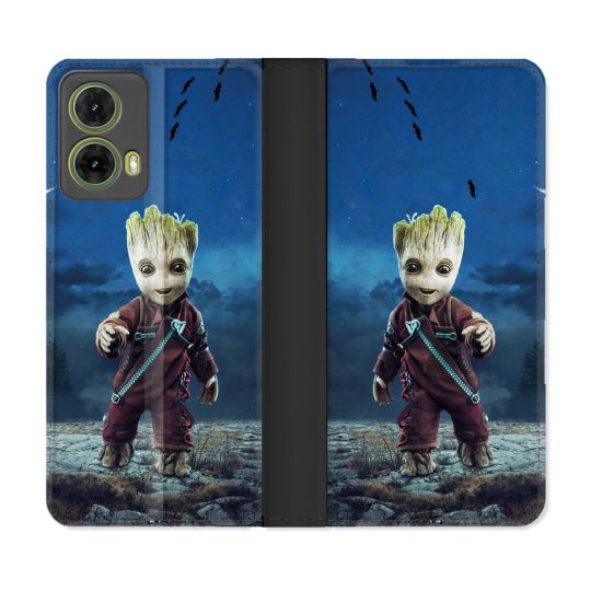 Housse cuir portefeuille Pour Motorola G85 5G Groot Bleu