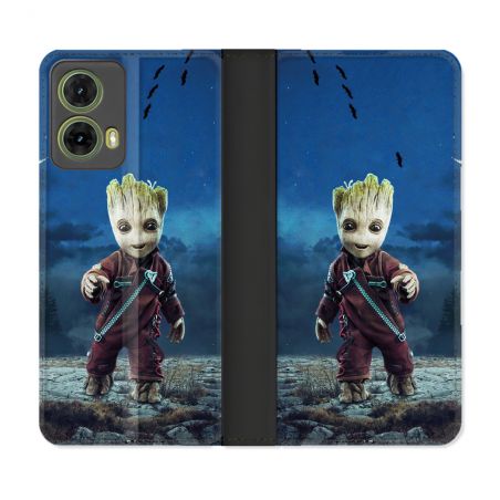 Housse cuir portefeuille Pour Motorola G85 5G Groot Bleu