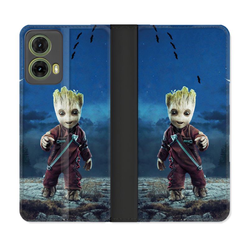 Housse cuir portefeuille Pour Motorola G85 5G Groot Bleu