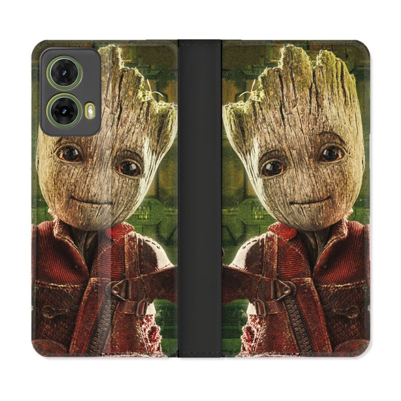 Housse cuir portefeuille Pour Motorola G85 5G Groot Vert
