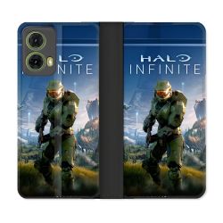 Housse cuir portefeuille Pour Motorola G85 5G Halo