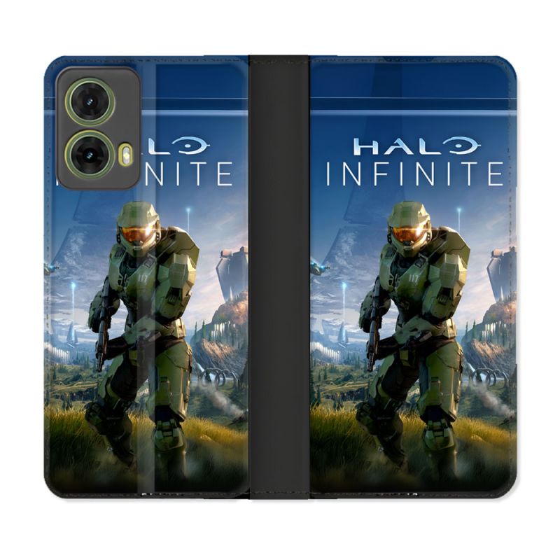 Housse cuir portefeuille Pour Motorola G85 5G Halo