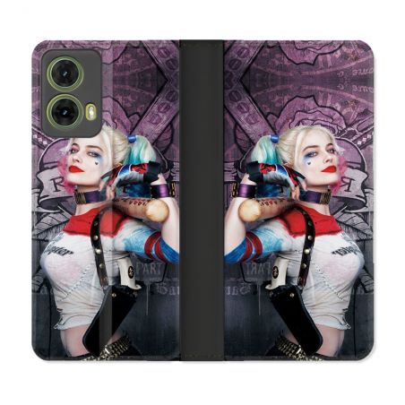 Housse cuir portefeuille Pour Motorola G85 5G Harley Quinn Batte