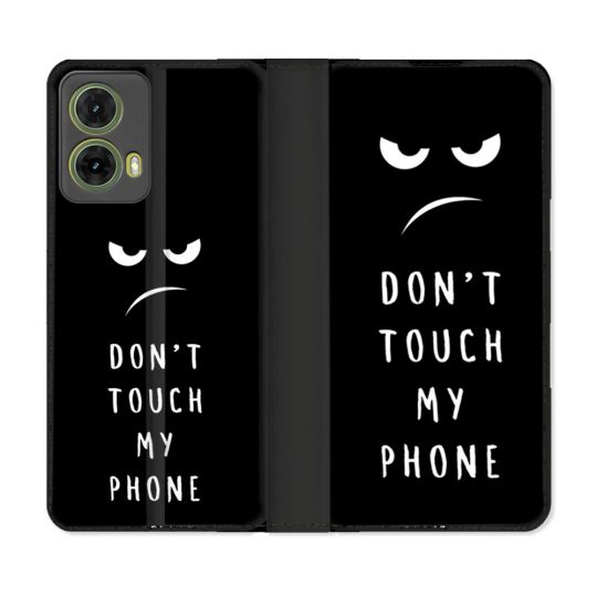Housse cuir portefeuille Pour Motorola G85 5G Humour Don't Touch