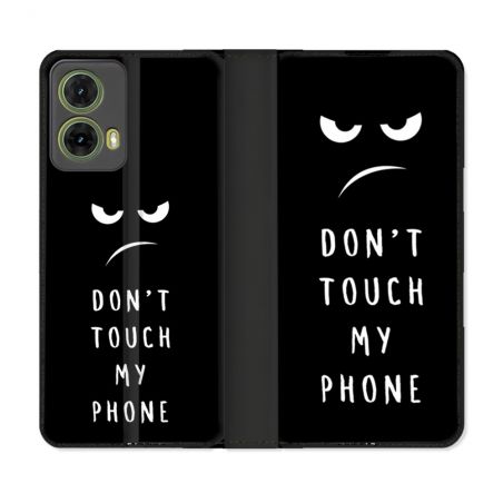 Housse cuir portefeuille Pour Motorola G85 5G Humour Don't Touch