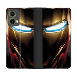 Housse cuir portefeuille Pour Motorola G85 5G Iron Man Casque