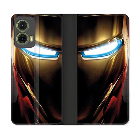 Housse cuir portefeuille Pour Motorola G85 5G Iron Man Casque