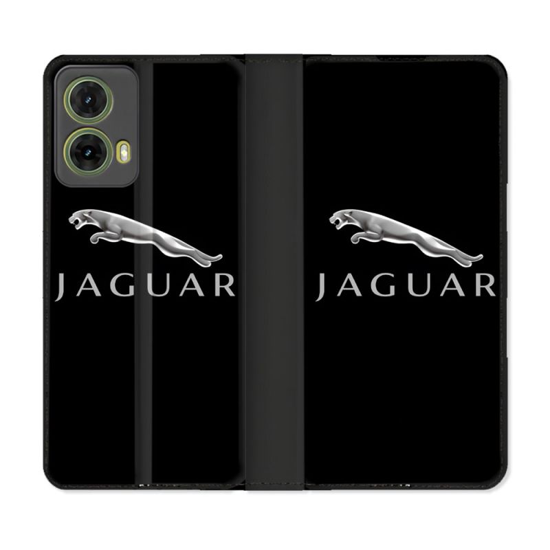 Housse cuir portefeuille Pour Motorola G85 5G Jaguar