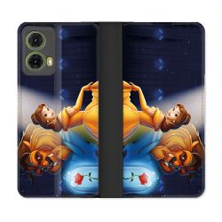 Housse cuir portefeuille Pour Motorola G85 5G La Belle et La Bête