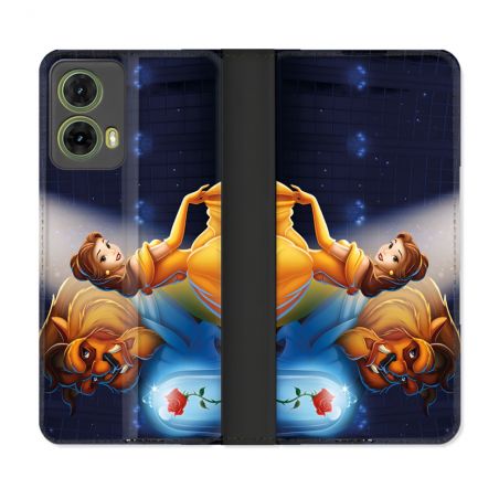 Housse cuir portefeuille Pour Motorola G85 5G La Belle et La Bête