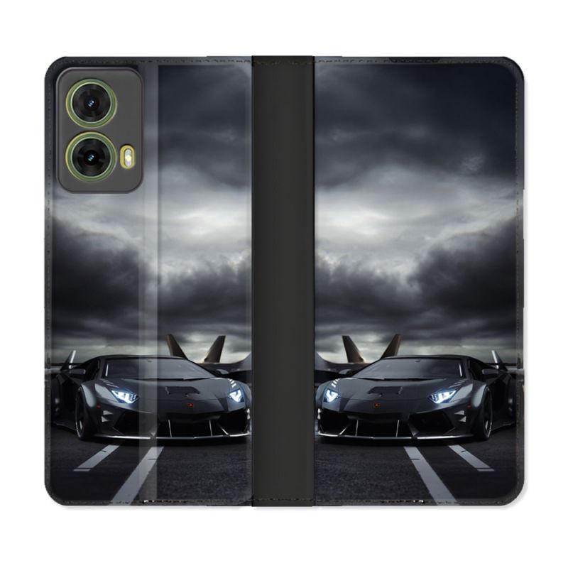 Housse cuir portefeuille Pour Motorola G85 5G Lamborghini Avion
