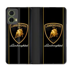 Housse cuir portefeuille Pour Motorola G85 5G Lamborghini Carbone