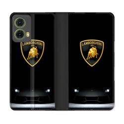 Housse cuir portefeuille Pour Motorola G85 5G Lamborghini Noir
