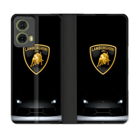Housse cuir portefeuille Pour Motorola G85 5G Lamborghini Noir