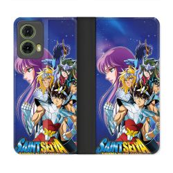 Housse cuir portefeuille Pour Motorola G85 5G Les Chevaliers Du Zodiaque