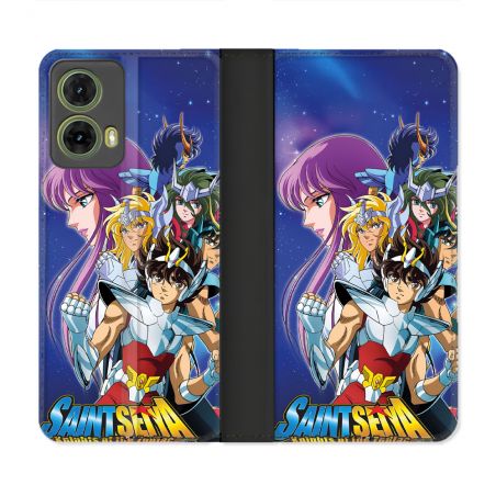 Housse cuir portefeuille Pour Motorola G85 5G Les Chevaliers Du Zodiaque