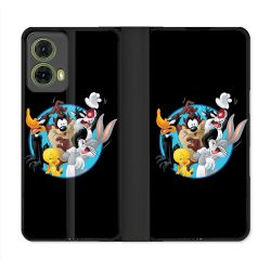 Housse cuir portefeuille Pour Motorola G85 5G Looney Tunes
