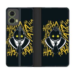 Housse cuir portefeuille Pour Motorola G85 5G Manga Assassination Classroom Kuro Noir
