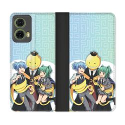Housse cuir portefeuille Pour Motorola G85 5G Manga Assassination Classroom Kuro Trio