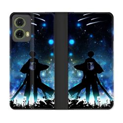 Housse cuir portefeuille Pour Motorola G85 5G Manga Attaque Titans Levi