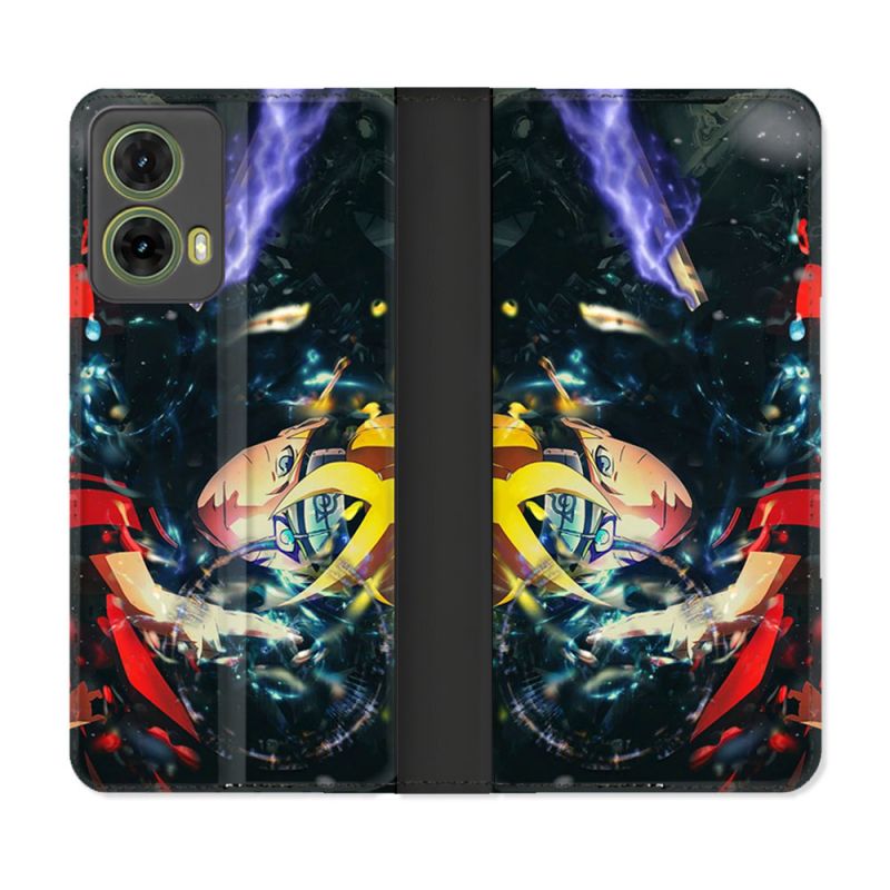 Housse cuir portefeuille Pour Motorola G85 5G Manga Boruto Eclair
