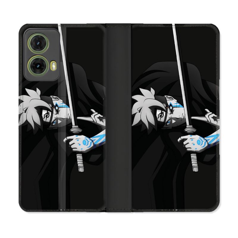 Housse cuir portefeuille Pour Motorola G85 5G Manga Boruto Epée
