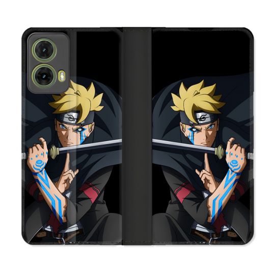 Housse cuir portefeuille Pour Motorola G85 5G Manga Boruto Tatouage