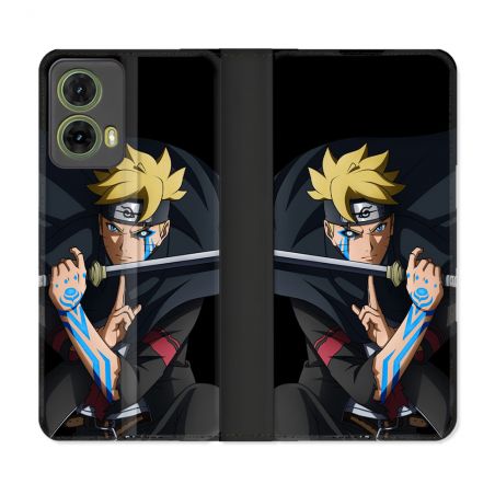 Housse cuir portefeuille Pour Motorola G85 5G Manga Boruto Tatouage