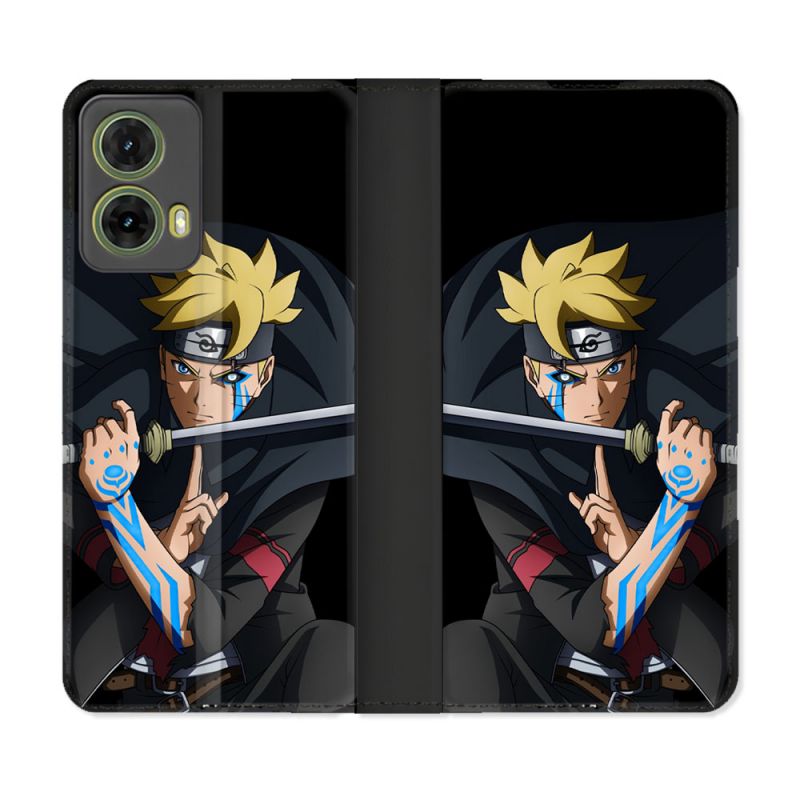 Housse cuir portefeuille Pour Motorola G85 5G Manga Boruto Tatouage