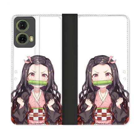 Housse cuir portefeuille Pour Motorola G85 5G Manga Demon Slayer Nezuko