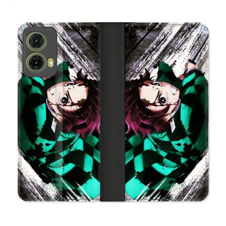 Housse cuir portefeuille Pour Motorola G85 5G Manga Demon Slayer Tanjiro