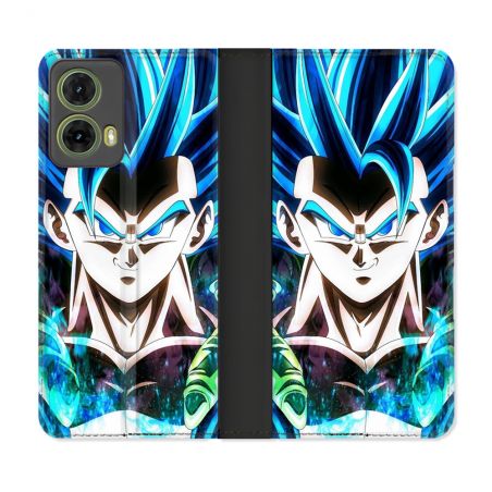 Housse cuir portefeuille Pour Motorola G85 5G Manga Dragon Ball Gogeta Visage
