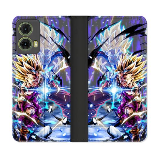 Housse cuir portefeuille Pour Motorola G85 5G Manga Dragon Ball Sangohan Duo