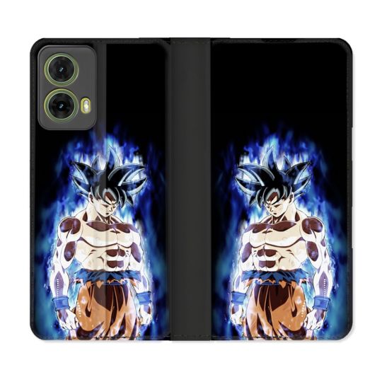 Housse cuir portefeuille Pour Motorola G85 5G Manga Dragon Ball Sangoku Noir
