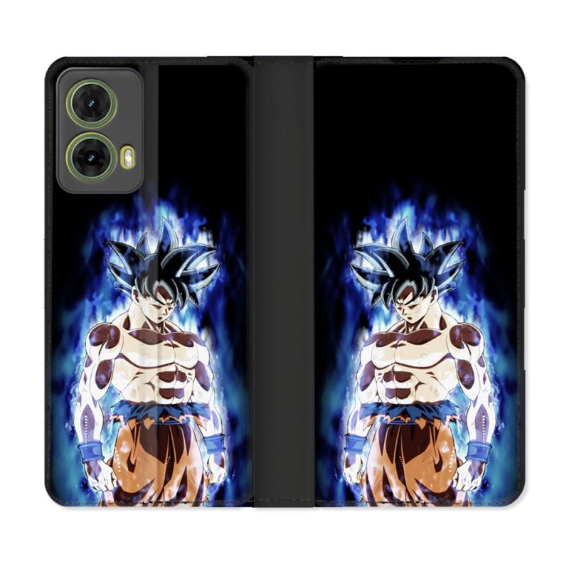 Housse cuir portefeuille Pour Motorola G85 5G Manga Dragon Ball Sangoku Noir