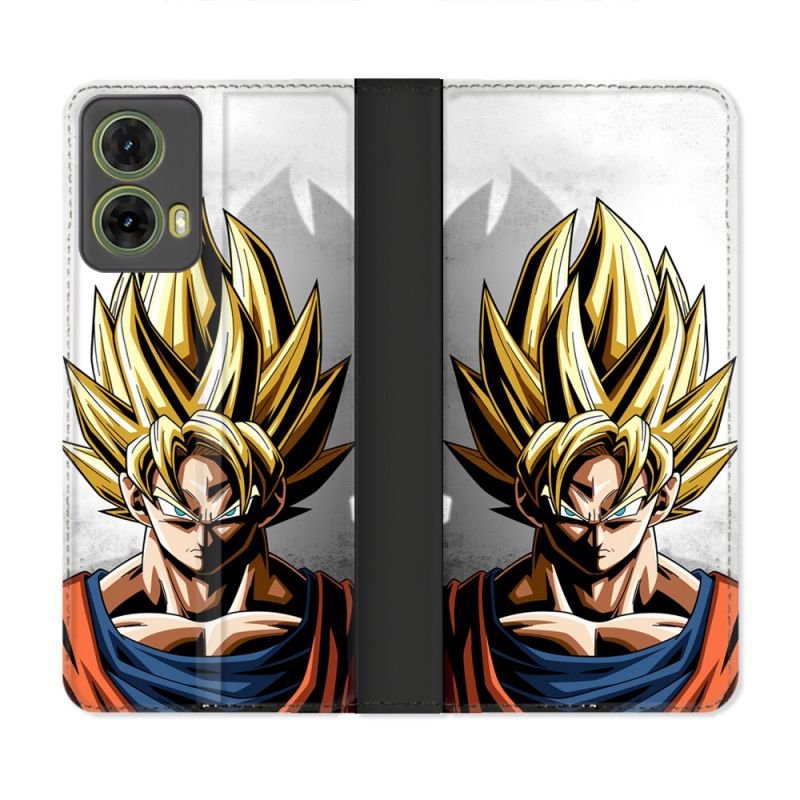 Housse cuir portefeuille Pour Motorola G85 5G Manga Dragon Ball Sangoku Portrait