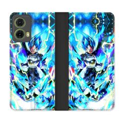 Housse cuir portefeuille Pour Motorola G85 5G Manga Dragon Ball Vegeta Bleu