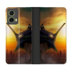 Housse cuir portefeuille Pour Motorola G85 5G Manga Evangelion