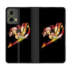 Housse cuir portefeuille Pour Motorola G85 5G Manga Fairy Tail Logo Noir