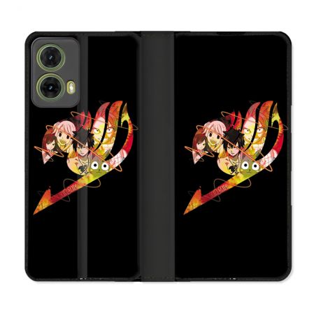 Housse cuir portefeuille Pour Motorola G85 5G Manga Fairy Tail Logo Noir