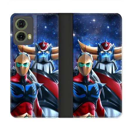 Housse cuir portefeuille Pour Motorola G85 5G Manga Goldorak