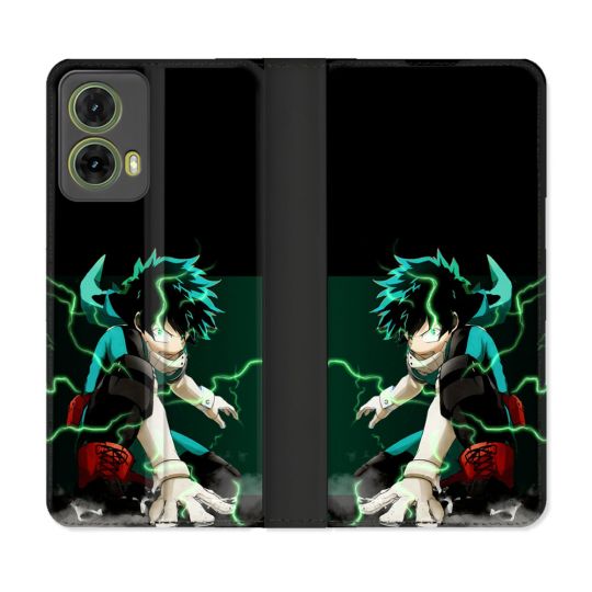 Housse cuir portefeuille Pour Motorola G85 5G Manga My Hero Academia Deku