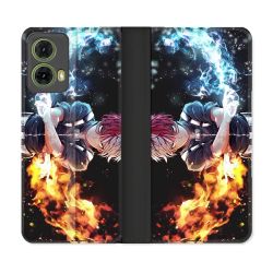 Housse cuir portefeuille Pour Motorola G85 5G Manga My Hero Academia Shoto
