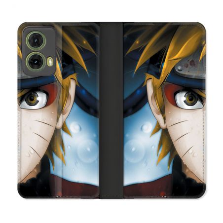 Housse cuir portefeuille Pour Motorola G85 5G Manga Naruto Blanc