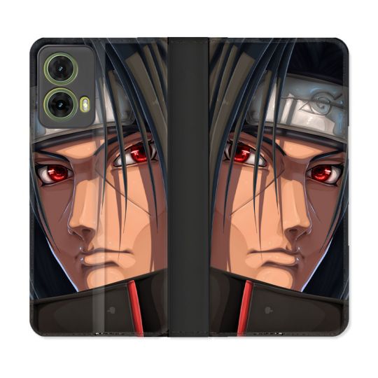 Housse cuir portefeuille Pour Motorola G85 5G Manga Naruto Itachi Visage