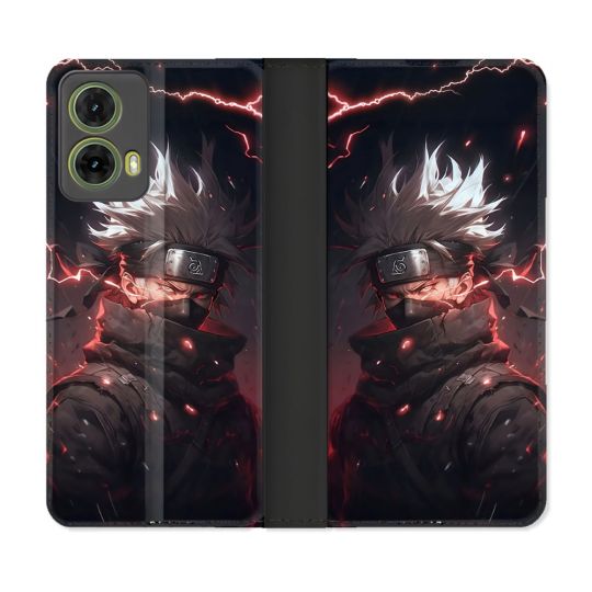 Housse cuir portefeuille Pour Motorola G85 5G Manga Naruto Kakashi Dark
