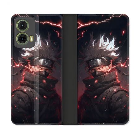 Housse cuir portefeuille Pour Motorola G85 5G Manga Naruto Kakashi Dark