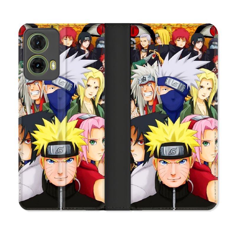Housse cuir portefeuille Pour Motorola G85 5G Manga Naruto Team