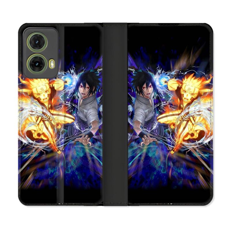 Housse cuir portefeuille Pour Motorola G85 5G Manga Naruto VS